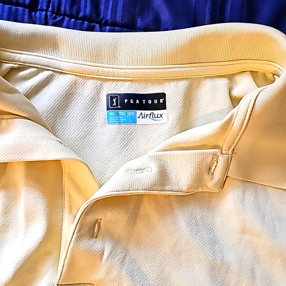 PGA Tour Pale Yellow Textured Golf Polo